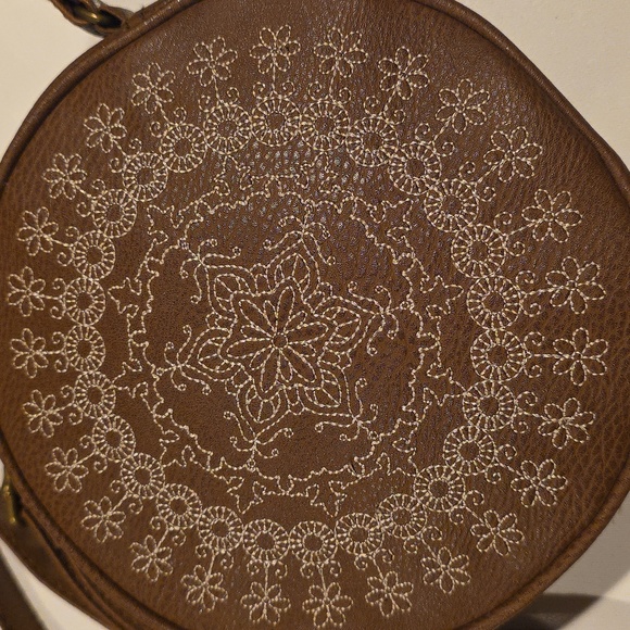 Brown Leather Mandala Crossbody Bag - Picture 4 of 7